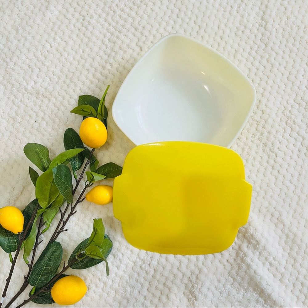 Vintage Pyrex Square Yellow Casserole Bowl